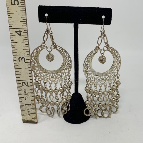 Vintage Boho Filigree Dangle Earrings - Picture 5 of 7